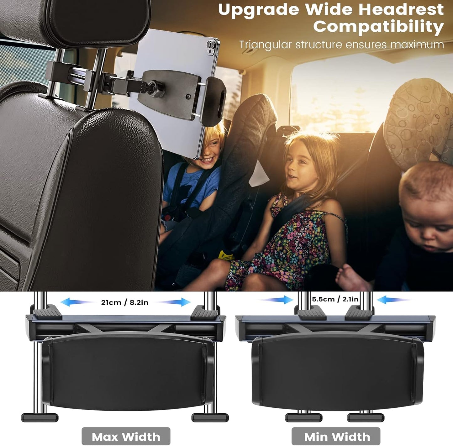 Soporte Tablet Reposacabezas, Soporte Coche Automóvil Universal Con Apoyo 360 Rotación Para 4,7-12,9 Pulgadas Ipad, Iphone, Galaxy Tab Et D'Autres Smartphones
